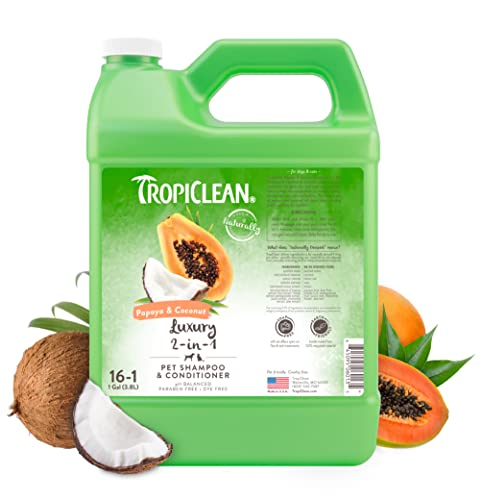 TropiClean Dog Shampoo - Cleans & Conditions, Natural Ingredients, Cat Friendly - 1 Gallon