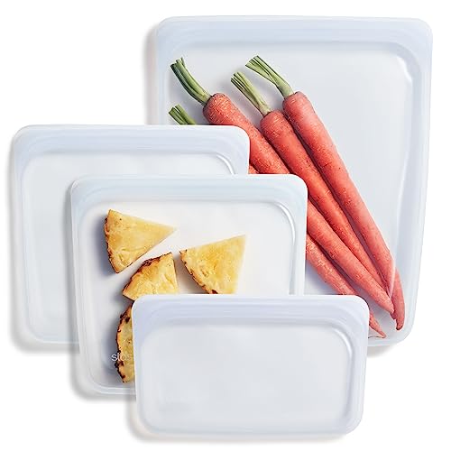 Stasher Reusable Silicone Storage Bags - Leakproof, BPA-Free, Versatile Sizes - 4-Pack + Snack Bag