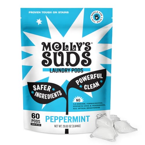 Molly's Suds Laundry Pods - Gentle on Skin, Tough on Stains, Plant-Derived Ingredients - 60 Count