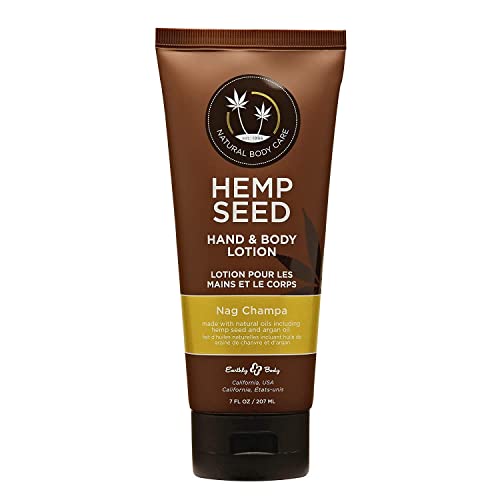 Earthly Body Hemp Seed Body Lotion - Hydrates & Restores Elasticity, Vegan - Nag Champa Scent, 7 oz