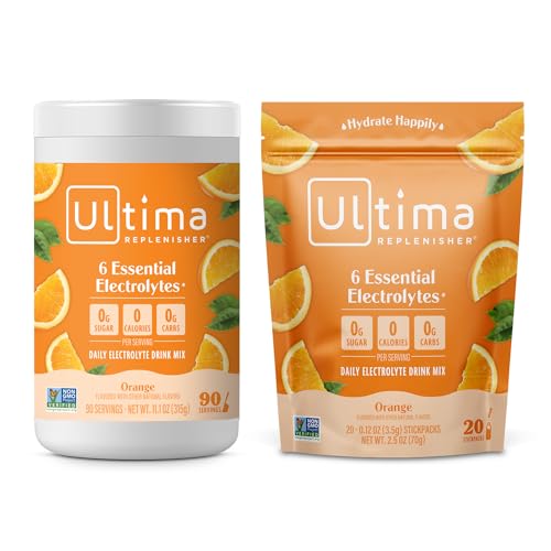 Ultima Replenisher Electrolyte Drink Mix - 6 Electrolytes & Minerals, Keto & Vegan - 90 Servings