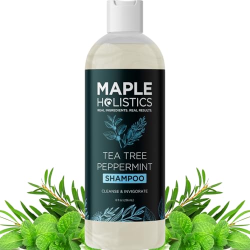 Maple Holistics Rosemary Tea Tree Shampoo - Clarifies Dry Scalp, Deep Cleansing - 8oz