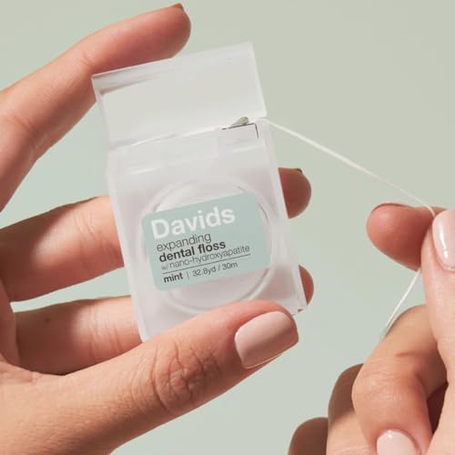 Davids Dental Floss - Expanding Design, Hydroxyapatite, Vegan, Mint Flavor - 66 yd Refill