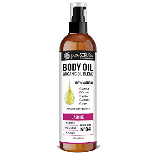 pureSCRUBS Jasmine Body Oil - Nourishing Blend of Jojoba, Argan, Coconut & Vitamin E - 4oz