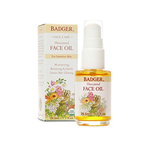 BADGER Organic Face Oil - Soothing for Sensitive Skin, Hypoallergenic, 1oz