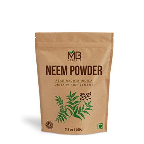 MB Herbals Neem Leaf Powder - 100% Pure Wildcrafted Supplement for Skin, Hair & Detox - 100g