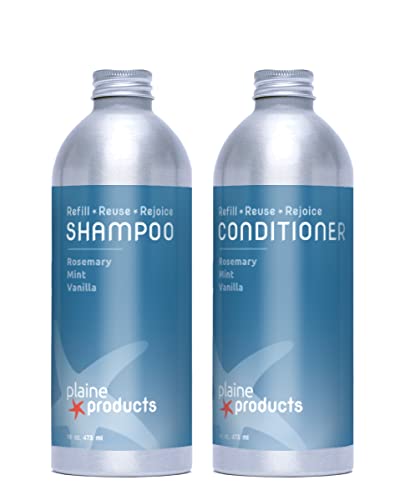 Natural Shampoo & Conditioner Set - Vegan, Sulfate-Free, Refillable - Rosemary Mint Vanilla, 16oz