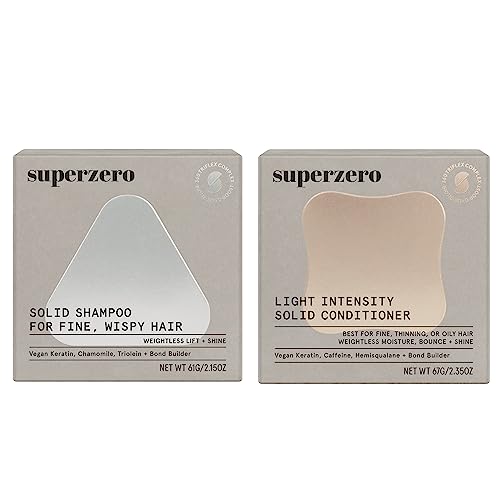 SUPERZERO Shampoo & Conditioner Set - Boosts Shine & Strength, Plastic-Free, Vegan - 2 Bars