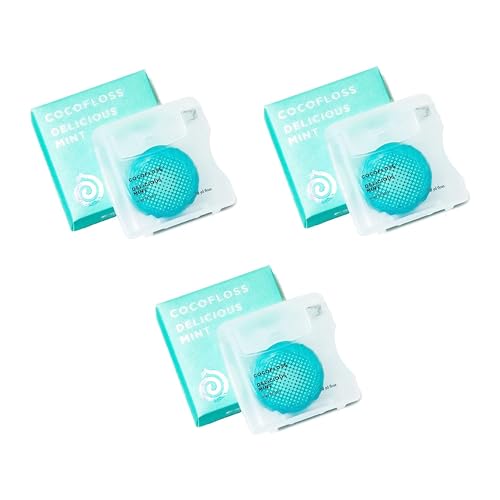 Cocofloss Dental Floss - Dentist-Designed, Mint Scent, Vegan, Recycled Bottles - 3 Spools (33 yd)