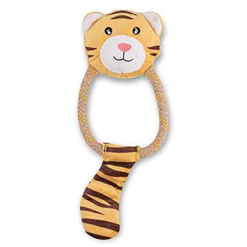 Beco Tilly The Tiger Dog Toy - Soft Squeaker, Recycled Materials, Double Stitched - Large