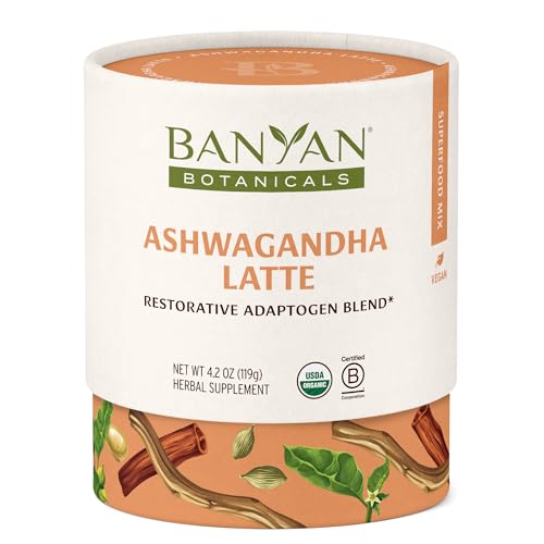 Banyan Botanicals Herbal Supplement - Energy & Relaxation, Non-GMO Vegan - Ashwagandha Latte 4.2oz