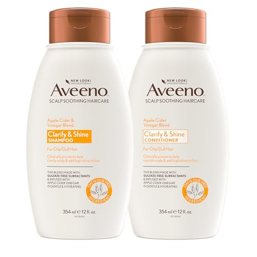 Aveeno Apple Cider Vinegar Shampoo - Clarifying & Soothing for Dull Hair, Paraben-Free - 12 Fl Oz