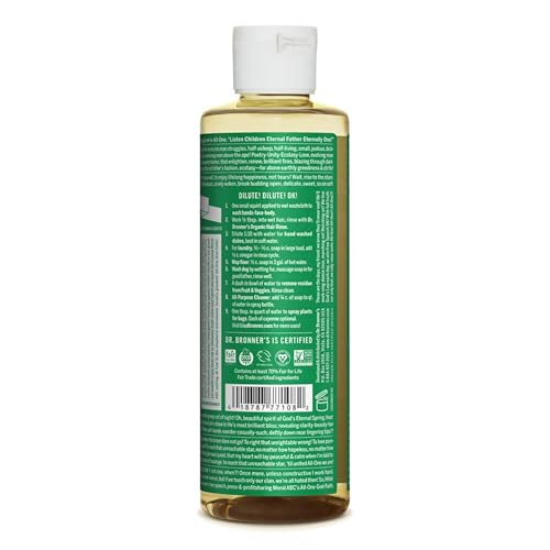 Dr. Bronner's Pure-Castile Liquid Soap - Made with Organic Oils, Vegan, 18-in-1 Uses - 8oz