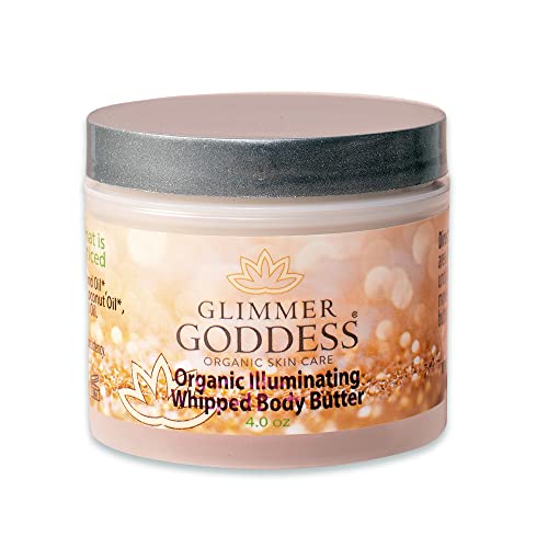 GLIMMER GODDESS Organic Whipped Shimmer Body Butter - Hydrating & Nourishing, Bronze Glow - 4oz