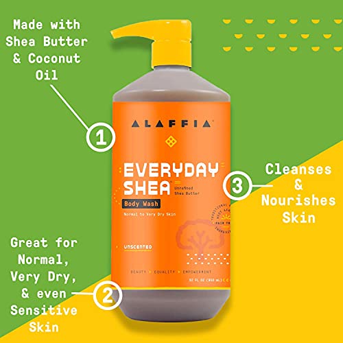 Alaffia EveryDay Shea Body Wash - Moisturizing Cleanser with Fair Trade Shea Butter, 32 fl oz