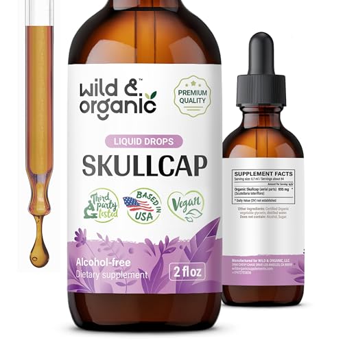 Wild & Organic Skullcap Tincture - Natural Calm Support, Alcohol-Free, Vegan - 2 fl oz