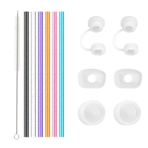 Colorful Straw Set with Spill Topper - Food Grade, Leak-Proof Design for Stanley Tumblers - 7 pcs