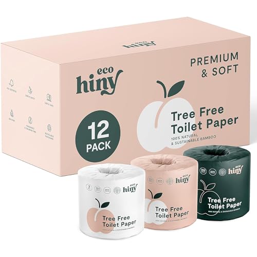 ecoHiny Bamboo Toilet Paper - Soft & Strong, Hypoallergenic, BPA-Free, 12 Mega Rolls, 3 Ply