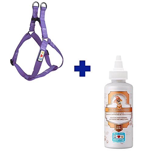 Pawtitas Pet Care Bundle - Durable Dog Harness & Natural Ear Cleaner, Reflective Design