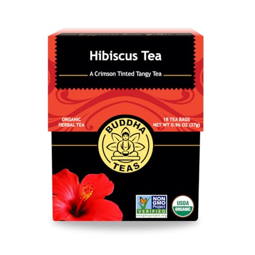 Buddha Teas Hibiscus Herbal Tea - Antioxidants & Vitamin C, Caffeine Free - 18 Tea Bags