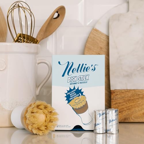 Nellie's Dish Cleaning Starter Set - Powerful Dish Soap Alternative, Easy Refills - 2 Refills