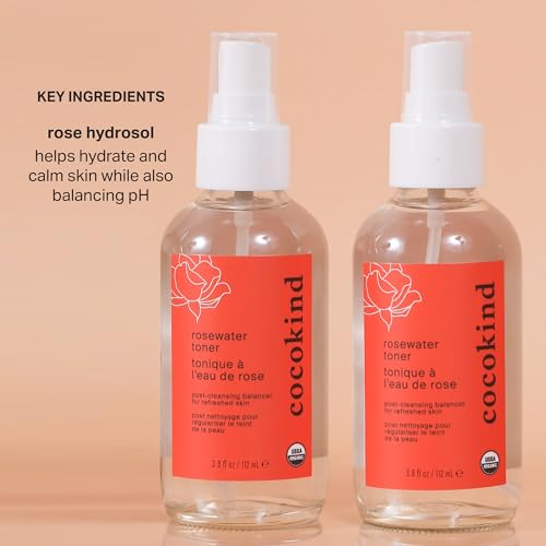 Cocokind Rosewater Facial Toner - Hydrates, Balances pH, Soothes Sensitive Skin - 4 Fl Oz