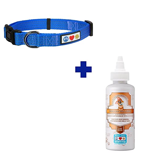 Pawtitas Pet Care Bundle - Reflective Collar for Small Dogs, 100% Natural Ear Cleaner - 12-17in