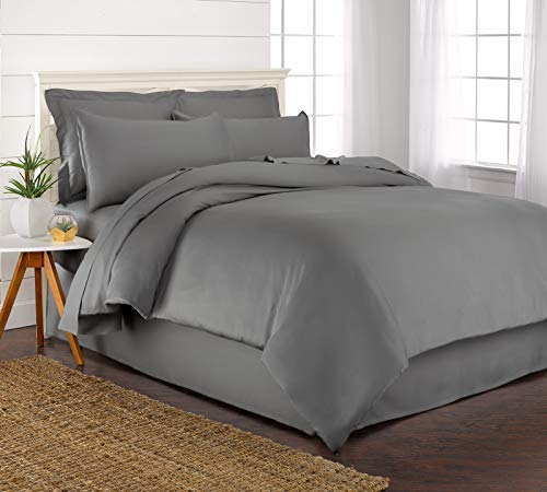 Pure Bamboo King Duvet Cover Set - Luxuriously Soft, Cooling, Organic Viscose - 3 Piece, Stone Grey