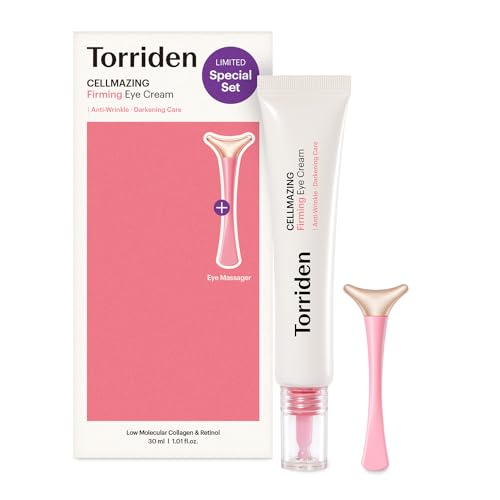 Torriden CELLMAZING Eye Cream - Anti-Wrinkle, Dark Circle Care, Vegan - 1.01 fl. oz with Massager