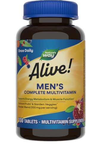 Nature's Way Alive! Men's Multivitamin - Boosts Energy Metabolism, Gluten Free - 130 Tablets