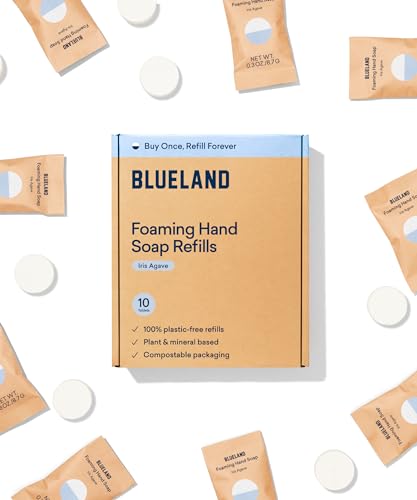 BLUELAND Foaming Hand Soap Tablets - Gentle Plant-Based Formula, Hypoallergenic - 10 Pack Tablets