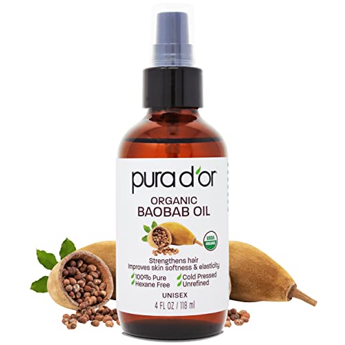 PURA D'OR Body Oil - Deeply Hydrating, USDA Certified Organic, Cold Pressed - 4 Oz