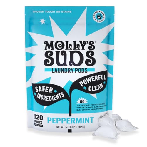 Molly's Suds Laundry Detergent Pods - Gentle for Sensitive Skin, Powerful Stain Removal - 120 Count