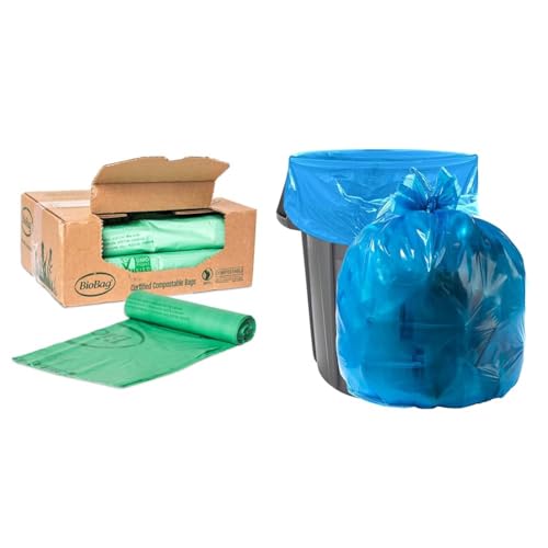 BioBag Compostable Liners - Certified ASTM D6400, Durable & Plant-Based - 48 Gallon, 80 Count