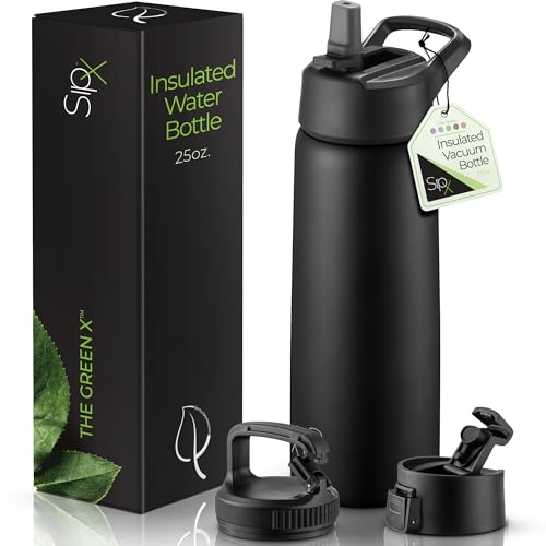 SipX Triple-Insulated Stainless Steel Water Bottle - Keeps Drinks Cold 24H, BPA-Free - 25oz