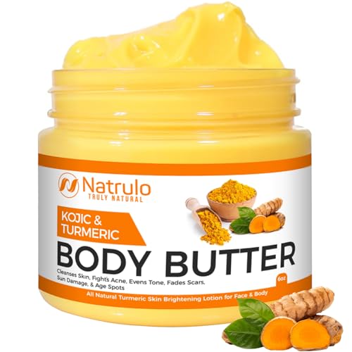 Turmeric & Kojic Body Butter - Brightens Skin, Detoxifies Pores, Handmade in USA - 8oz