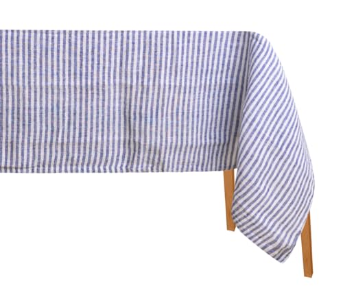 All Cotton and Linen Rectangular Tablecloth - 100% Pure Linen, Durable & Easy Care - 63x98