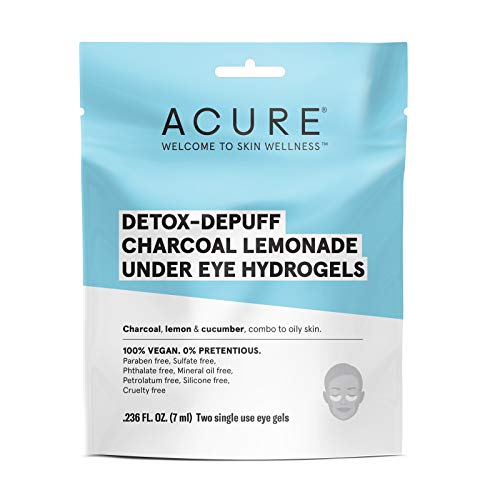 Acure Detox-Depuff Eye Hydrogels - Brightens, Vegan, Paraben-Free, Charcoal & Lemon - 2 Count