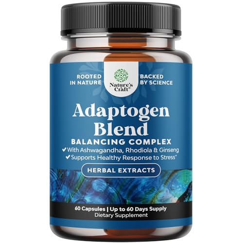 Nature's Craft Herbal Adaptogen Mood Support - Stress Relief with Ashwagandha, Vegan - 60ct