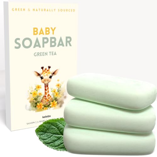 KELEBS Organic Baby Soap Bar - Gentle Cleansing with Green Tea for Sensitive Skin - 3 PCS