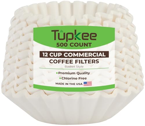 Tupkee Large Coffee Filters - Prevents Overflow, Chlorine-Free, Biodegradable - 500 Count