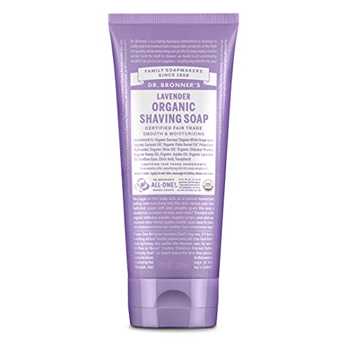 Dr. Bronner's Organic Shaving Soap - Soothes & Moisturizes, Lavender Scent - 7oz