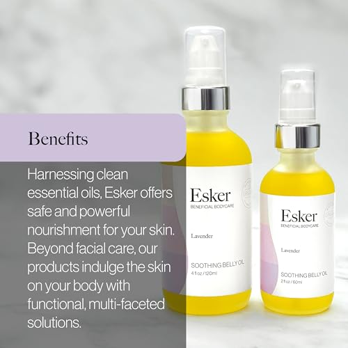 ESKER Body Oil - Nourishing Moisture for Stretch Marks, Lavender Aroma - 2 oz