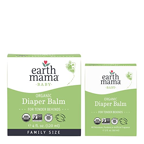 Earth Mama Organic Diaper Balm - EWG Verified, Soothing for Sensitive Skin, 2oz & 4oz