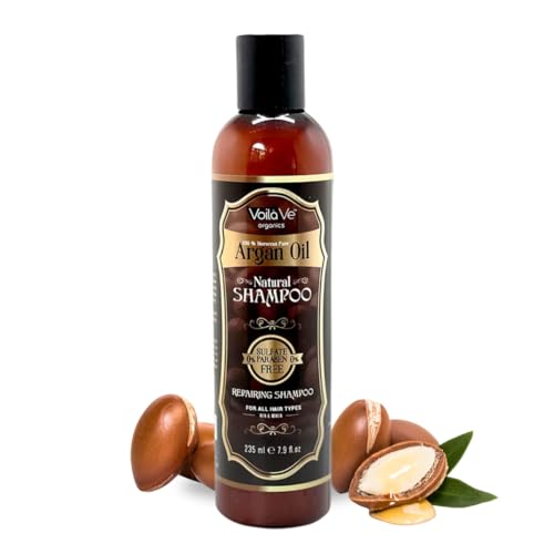 VoilaVe Moroccan Argan Oil Shampoo - Moisturizes & Restores Damaged Hair, 100% Vegan - 8 Oz