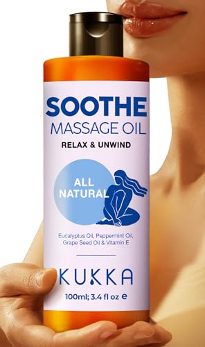 Kukka Soothe Massage Oil - Eucalyptus & Peppermint Infusion for Relaxation - 3.38 fl oz