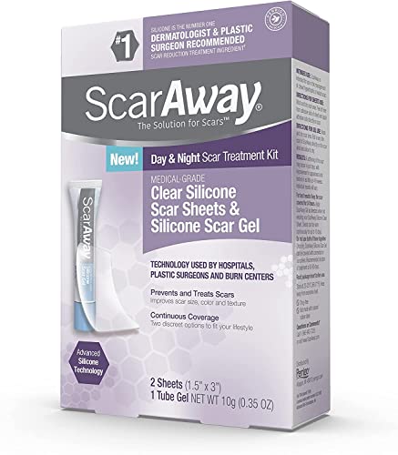 ScarAway Silicone Scar Sheets & Gel - Reduces Scarring, Medical-Grade, 2 Count