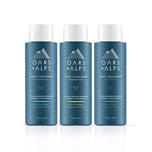 Oars + Alps Men's Body Wash - Hydrating, Antioxidant-Rich Formula, Sulfate-Free - 3 Pack