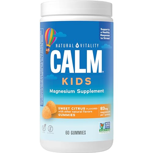 Natural Vitality CALM Kids Magnesium Gummies - Supports Balanced Mood, Vegan, Gluten-Free - 60 Count