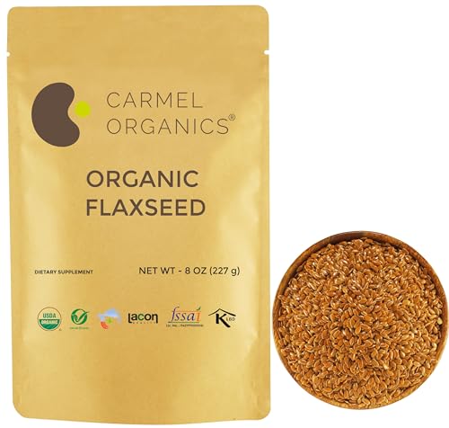 Carmel Organics Organic Flax Seeds - Non-GMO, Kosher, Fiber-Rich Superfood - 8oz